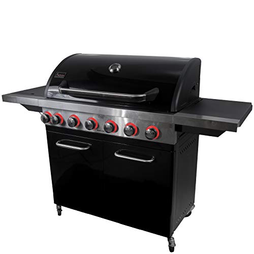 ACTIVA Barbacoa de gas Black Star 700, 6 quemadores, parrilla de gas, parrilla de hierro fundido con quemador lateral de infrarrojos adicional de 800 grados