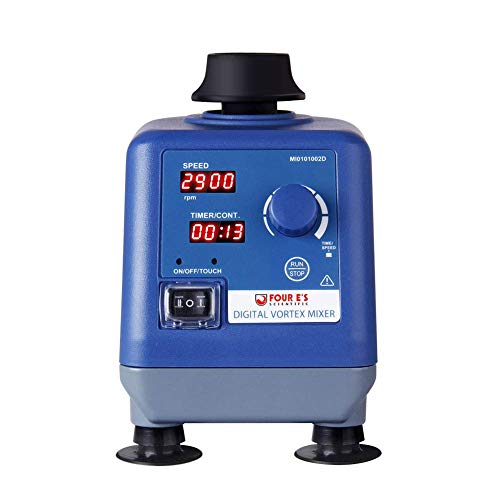 Agitador de Laboratorio, FOUR E'S Scientific Pantalla LED digital Mezclador de Vórtice de Velocidad Variable de 0-3000RPM, Modo Continuo/Táctil, Órbita de ø6MM