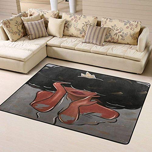 Alfombra de área lavable, color negro Queens nace en abril, para mujer, antideslizante, para pasillo, dormitorio, sala de estar, 182,88 x 122,92 cm