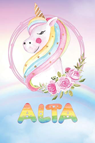 Alta: Alta's Unicorn Personal Custom Named Diary Planner Perpetual Calander Notebook Journal 6x9 Personalized Customized Gift For Someone Who's Surname is Alta Or First Name Is Alta