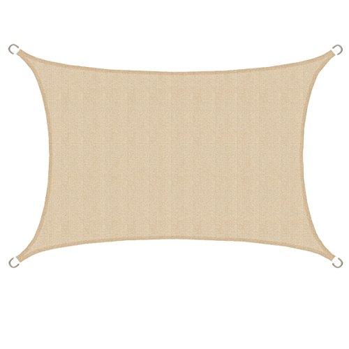 AMANKA Toldo UV - 3x2 HDPE Vela de Protección Solar Rectangular - Techo para Balcón Jardín Beige