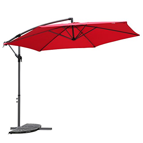 Angel Living 3M Parasol Excéntrico Sombrilla Voladiza con Manivela para Patio Exterior, Grande y Estable (Rojo)