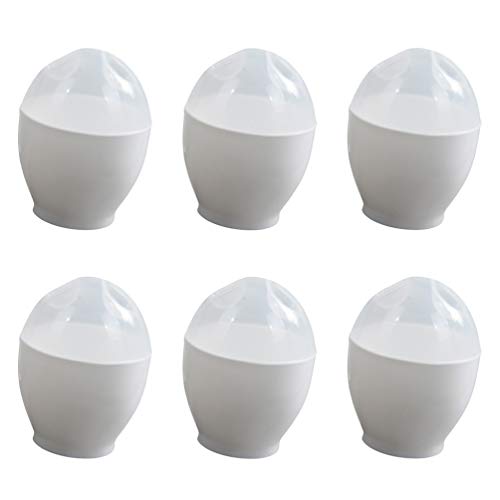 Angoily 6Pcs Cazador Furtivo de Huevos Antiadherente Olla de Huevos para Microondas Cocedor de Huevos para Escalfar Huevos (Blanco)