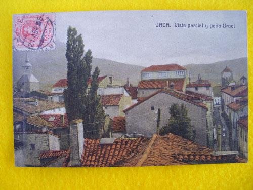 Antigua Postal - Old Postcard : Vista parcial y peña Oroel - JACA
