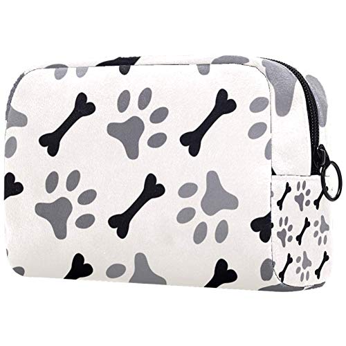 ATOMO Bolsa de maquillaje, bolsa de viaje de moda, neceser grande, organizador de maquillaje para mujeres, perro ama los huesos