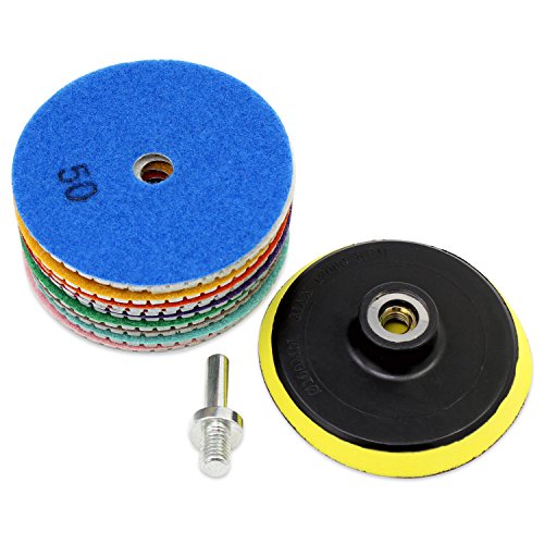 Aussel Diamond Polishing Pad 4 pulgadas húmedo de pulido de rueda conjunto de piedra de hormigón de cerámica de cerámica 11 Piezas