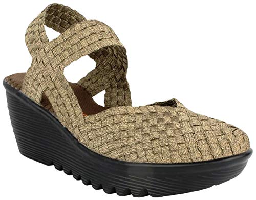B M Bernie Mev New York Women's Wedge Sandals - Una Sandalia de Punta Cerrado, Abierto atras y Ligera, con Plantilla de Memory Foam pasear en Verano y otoño (38 EU, Bronze)