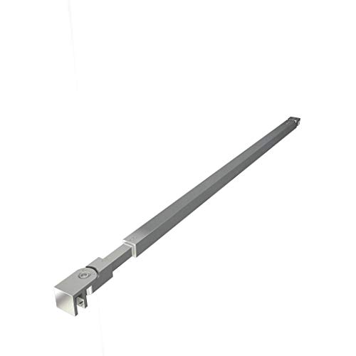 Barra estabilizadora cromada brillante de sección cuadrada de 73-120 cm, ajustable con dos cabezales giratorios para cabina de ducha Walk en pared fija cristal de 6-10 mm