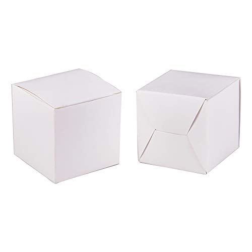 BENECREAT 60 Pack Caja de Papel Kraft Envase Blanco de Regalo Perfcto para Poner Dulce, Chocolate, Lápiz Labial, Perfume 5x5x5cm