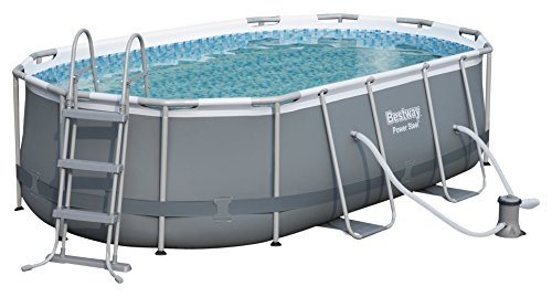 BESTWAY 56620 - Piscina Desmontable Tubular Power Steel Oval 427x250x100 cm Depuradora de Cartucho de 2.006 litros/hora