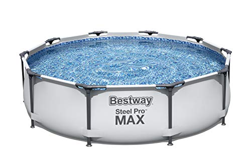 Bestway Max Steel Pro - Piscina de marco redondo con bomba de filtro, gris, 3 m, multicolor