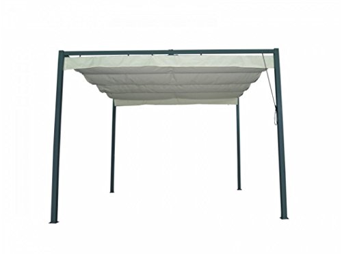 B&G - Pergola De 3 X 3 Metros Tubos Color Antracita Y Techo Beige