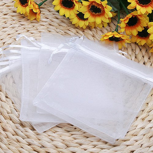 Bluelover 100Pcs Blanco Bolsa De Organza Bolsa De Regalo De La Boda Joyería 9X11Cm