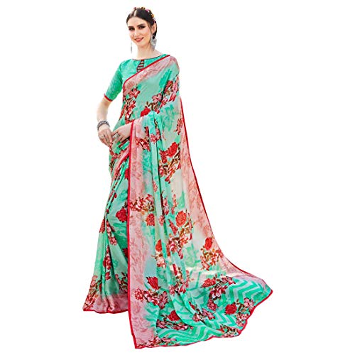 Blusa Sari 9581 de diseño Indio, de Gasa, Estampado de sarí, Casual, para Oficina, Fiesta, Festiva, para Mujer, Estilo Sari