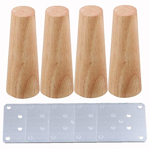 BQLZR 15 x 5.8 x 3.8 cm Sillas de madera de color cónico sofá de madera Sustitución de patas de muebles Pack de 4