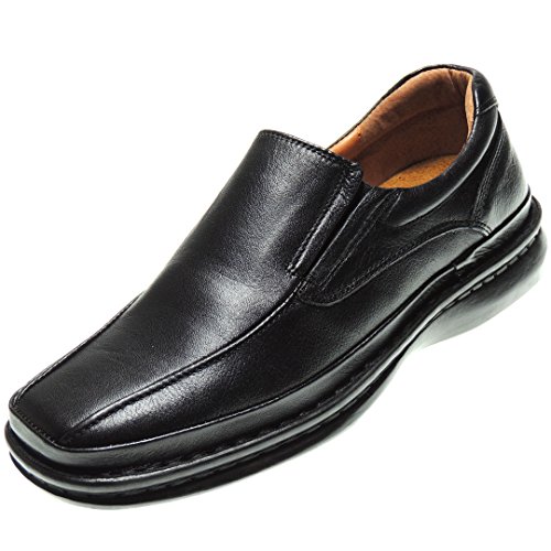 Cactus 4002G Mocasín Piel Hombre Confortable Cosido Estilo 24 Horas Camarero Antideslizante para Hombre Negro Talla 47