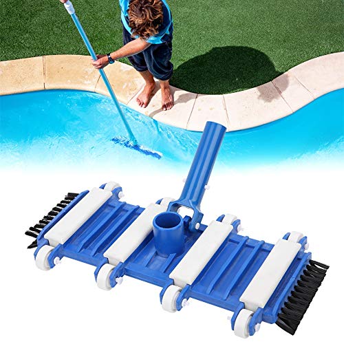 Cepillo de piscina, cabezal de aspiradora de piscina flexible profesional con ruedas de cepillo lateral Herramienta de limpieza de piscinas para estanques de peces para limpieza de azulejos y pisos