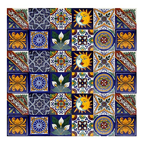 Cerames azulejos decorativos de colores de la pared Pablo | azulejos cocina ceramica, para cuarto de baño y cocina, 10x10 cm, 30 piezas por paquete