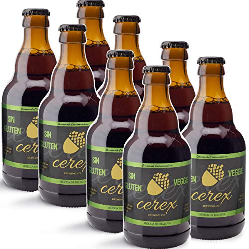 CEREX – Pack Cervezas Artesanas Sin Gluten Sabor Ibérica de Bellota - Cervezas de 33cl. - Mejor Cerveza Artesanal de España Premios" World Beer Awards 2017" (Pack 8 Botellas)