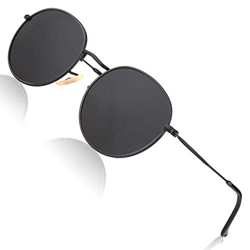 CGID E47 Pequeño Estilo Vintage Retro Lennon inspirado círculo metálico redondo gafas de sol polarizadas para hombres y mujeres