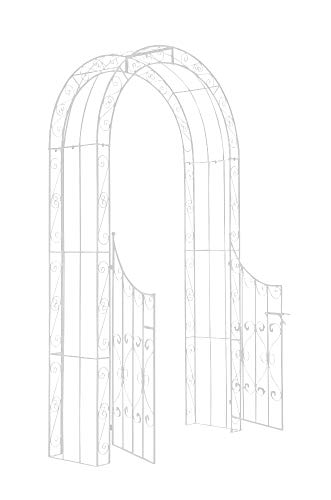 CLP Arco de Jardín con Puerta Sina I Enrejado con Puerta para Plantas de Escalada I Arco para Flores con Puerta en Diseño Clasico I Color:, Color:Blanco