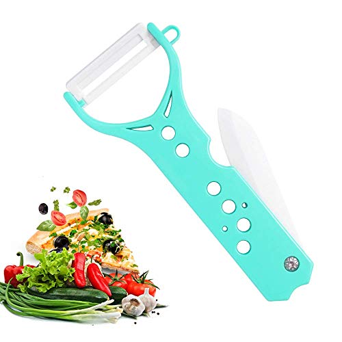 Cuchillo pelador de cerámica Pelador de frutas vegetales 2 en 1 multifunción Para pelar fácilmente Manzana Patata Mangos Pelador de berenjenas (1 piezas)