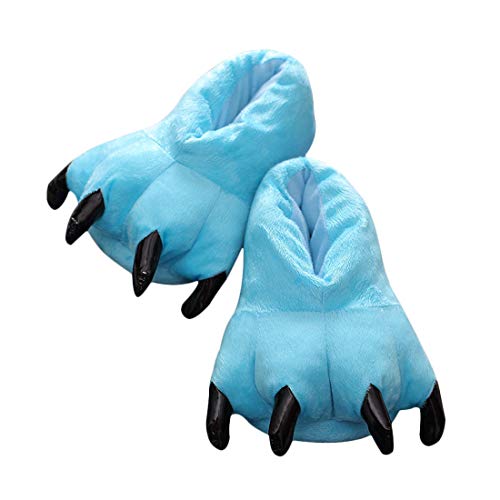 DEBAIJIA Zapatos Zapatillas Adulto Niño Garras de Animal Traje de Disfraz Pata para Carnaval Halloween de Felpa Suave Algodón Slippers Unisex de Otono Invierno Espesar Calido Azul EU33-39