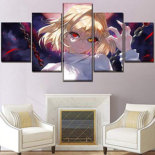 Decoración de arte de pared   5 paneles Shingetsutan Tsukihime Anime Poster Arcueid Brunestud Cuadro Impresión de lienzo Pintura Un juego de ilustraciones (con marco)