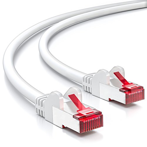 deleyCON 30m CAT6 Cable de Red - S/FTP PIMF Blindaje Cat-6 RJ45 Ethernet Cable de Conexión - LAN DSL Módem Los Paneles de Parcheo - Blanco