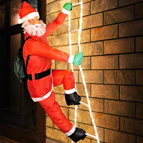 Deuba Papá noel en una escalera de 48 luces LEDs interior exterior iluminación de navidad adorno decoración duradera