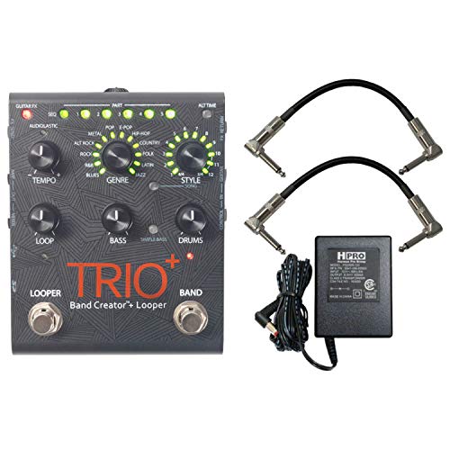 Digitech Trio+ Creador de banda + Looper con cables de conexión y fuente de alimentación