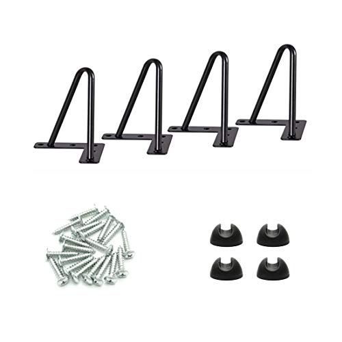 Drenky 4 piezas Patas de mesa de horquilla Patas de mesa de metal DIY de 8 pulgadas de altura para uso pesado Perfecto para gabinetes, mesita de noche, vienen con tornillos y protectores de piso