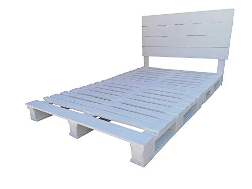 Dydaya Home Cama de Palets con Cabecero Color Blanco & Somier Base de Camas Somieres Muebles con pallets (200, 160)