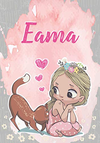 Eama: Taccuino A5 | Nome personalizzato Eama | Regalo di compleanno per moglie, figlia, sorella, mamma | Design: gatto | 120 pagine a righe, piccolo formato A5 (14.8 x 21 cm)