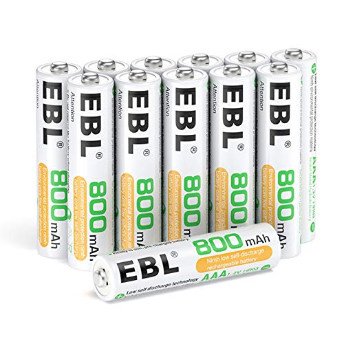 EBL 12 x Pilas AAA Recargables Ni-MH 800mAh Baja Autodescarga con ProCyco Baterías Recargables para Juguete, Linternas, Despertadores, Reloj