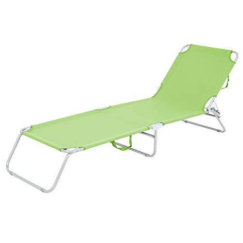 ECD Germany Tumbona Plegable de Playa 200x56x26 cm Verde Aluminio Reclinación Ángulo Respaldo Regulable para Tomar el Sol Jardín o Balcón hasta 120kg Tejido Oxford Poliéster Hamaca de Terraza Piscina