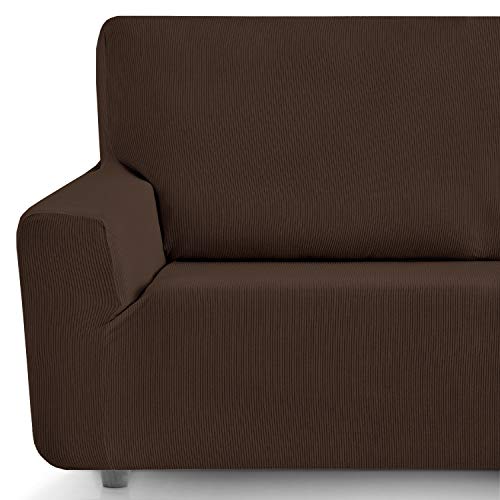 Eiffel Textile Funda Sofa Elastica Protector Adaptable Rústica, 94% Poliéster, Marrón, Pack 3+2 Plazas