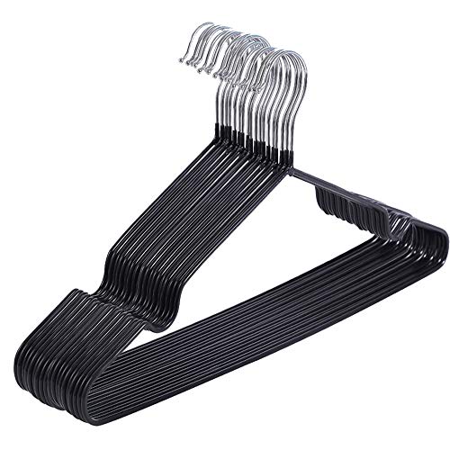 EigPluy Perchas Estándar,Paquete de 20 Antideslizantes Perchas de Metal,Resistentes y Ahorro de Espacio Ropa de Vestir Perchero para Trajes, Camisetas, Chaquetas, Vestidos, Faldas, Pantalones