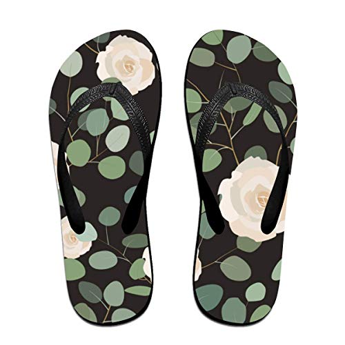 Eucalipto y Rosas Unisex Adultos Chanclas Informales Sandalia Zapatillas de Fiesta en la Piscina Pisos de baño Zapatos de Diapositivas con Punta Abierta S