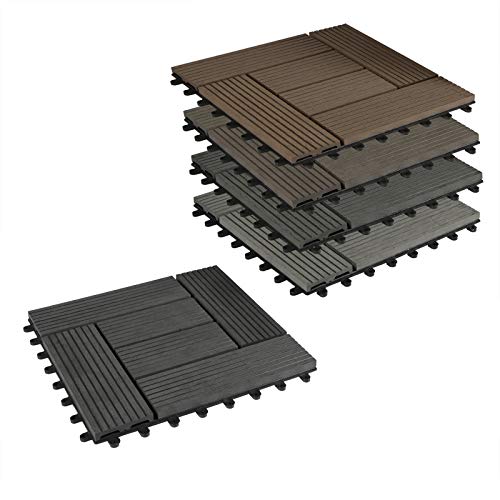 EUGAD 22x Suelo de Exterior WPC 30x30cm Terrazas del Piso 22 Set 2? Baldosas de Madera para Jardin, Terraza Antracita