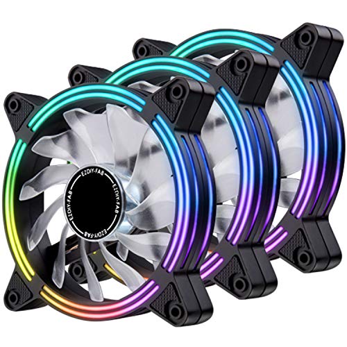 EZDIY-FAB Ventilador LED de 120 mm,Ventilador de Caja de Doble Marco LED para Cajas de PC,silencioso de Alto Flujo de Aire,enfriadores de CPU y radiadores,3-Pin-3-Pack