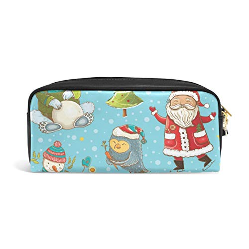 FANTAZIO Estuche para lápices con diseño de Papá Noel, oso polar, muñeco de nieve, búho, bolsa de maquillaje