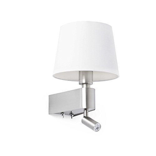 FARO BARCELONA 29976 - Room Aplique LED, 20W^3W, Metal y Pantalla Textil, Color Blanco (Bombilla no incluida)