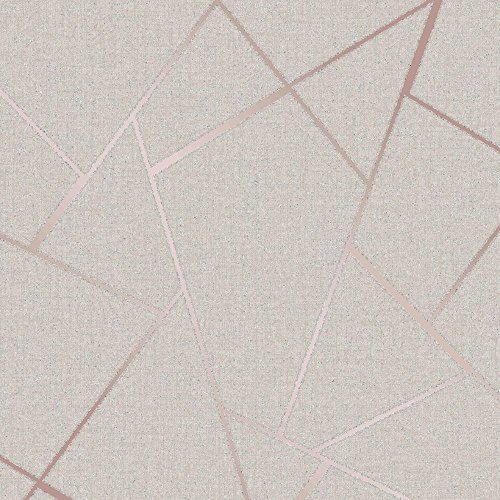 Fine Decor Wallcoverings FD42282 Papel pintado fractal de cuarzo, oro rosa