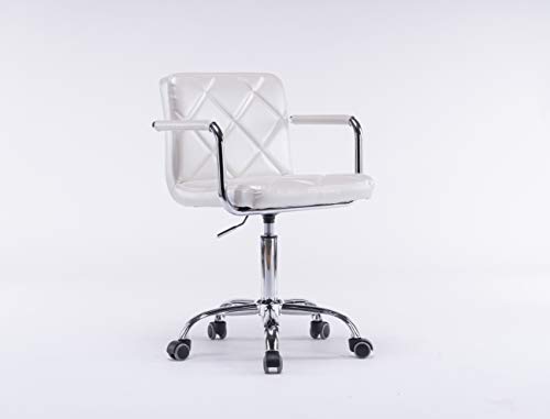 Fiximaster 308-8 - Silla de oficina giratoria con reposabrazos y respaldo ergonómico ajustable, piel sintética, color blanco