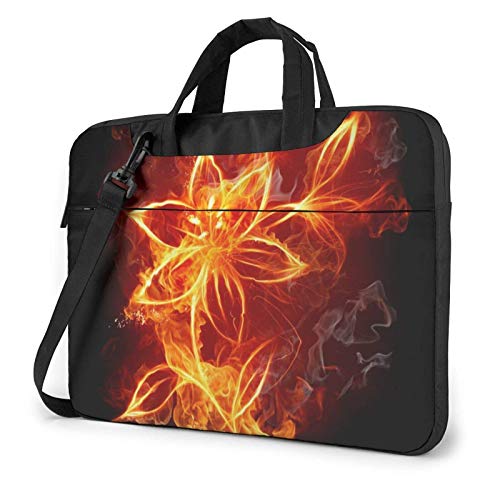 Flaming Fire Flowers Ligero Impermeable Laptop Notebook Mochila de Hombro Bolso Maletín Messenger con Correa 15.6 Pulgadas