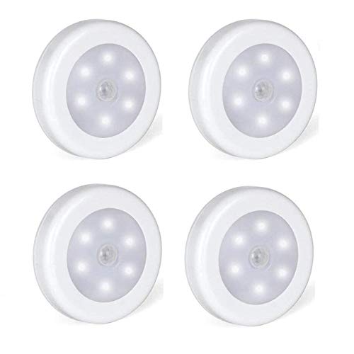 Foonii Pack de 4 Luces LED Sensores de Movimiento Sensor Automático,Luces Nocturnas adecuado para de Escaleras Pasillos Armario Cocina etc,Batería Impulsado[Clase de eficiencia energética A+]