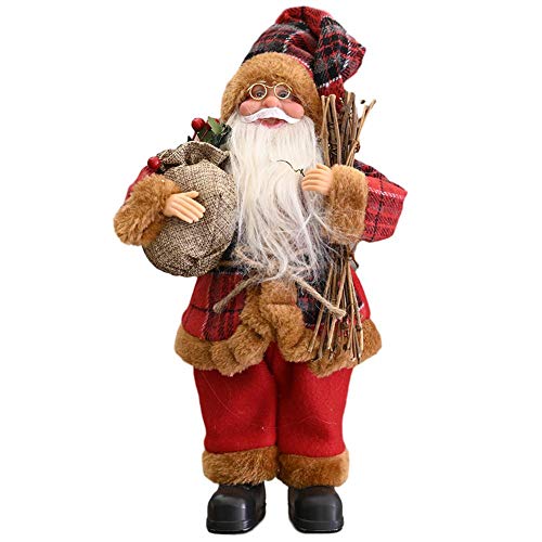 Foxlove Navidad Papá Noel Decoración Navidad Papá Noel Figura De Pie Adorno De Estatuilla De Navidad Muñeco De Papá Noel Estatuilla Adorno Perfecto Portátil Realista | 30x20 Cm