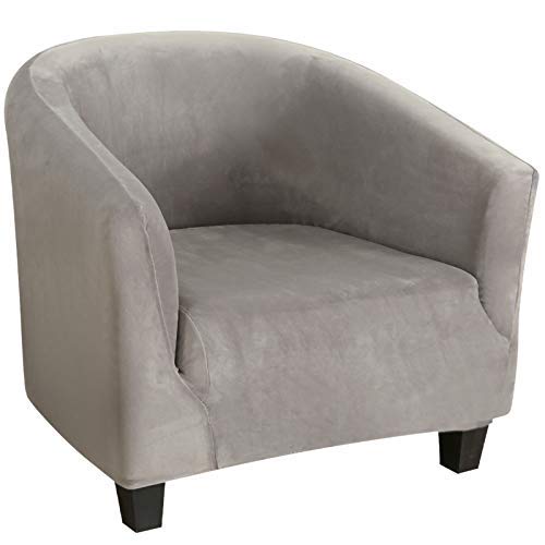 Fundas de Sillón Chesterfield de Terciopelo,Tejido de Felpa Fundas Butacas de Salon Lavables-Gris Plateado,Fundas Protector de Mueble Elegante para Chester 1 Plaza,Dormitorio,Recepción,Contador