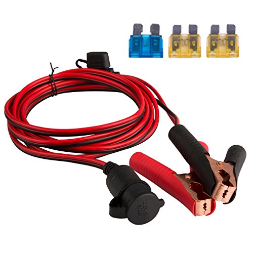 FuTaiKang Encendedor de cigarrillos portátil, enchufe de cable adaptador con 3 protecciones de seguridad para batería de coche, inversor de corriente, compresor (3 m, 12 V – 24 V)